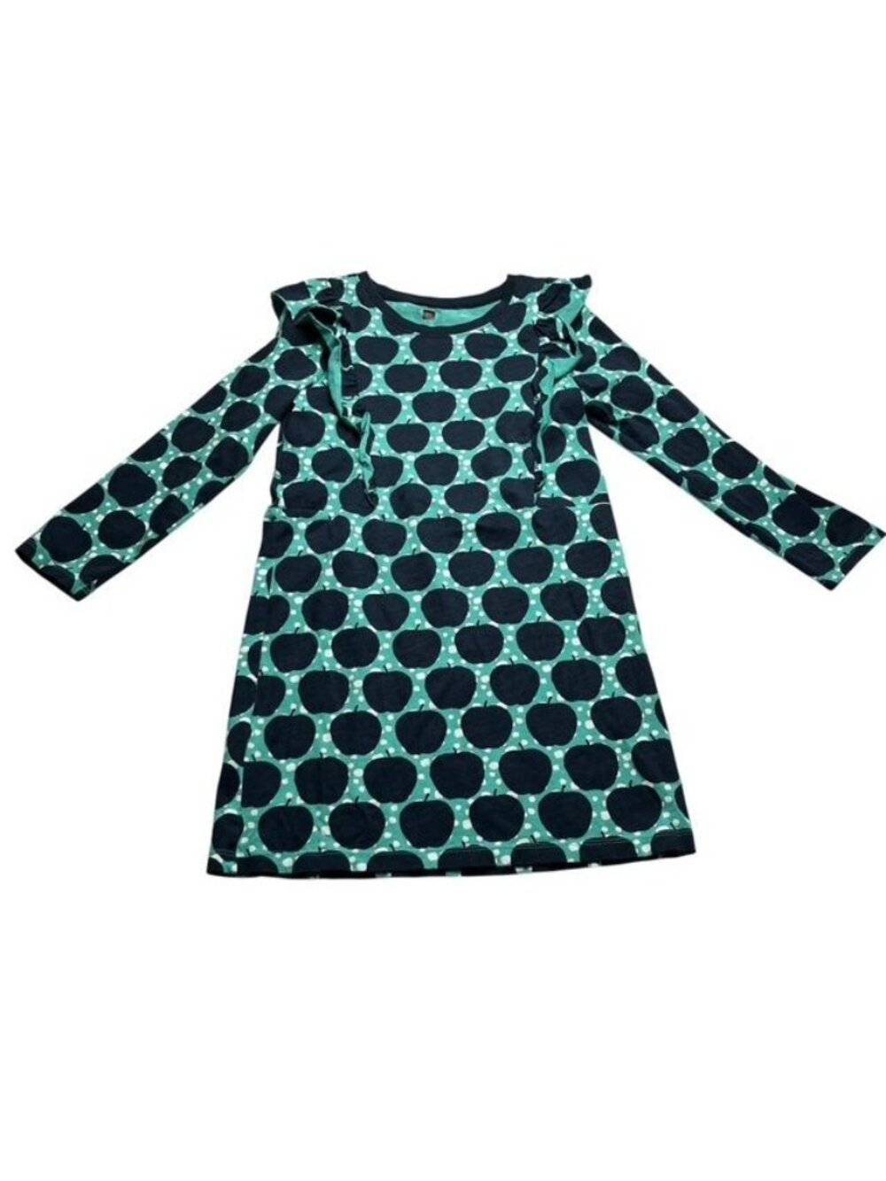 Tea Collection Green and Blue Apple Print Dress Size 7